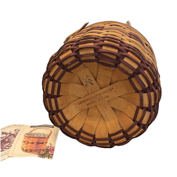 Longaberger 1996 May Series SWEET PEA BASKET + LINER & PROTECTOR Made USA 9" - Picture 4 of 8